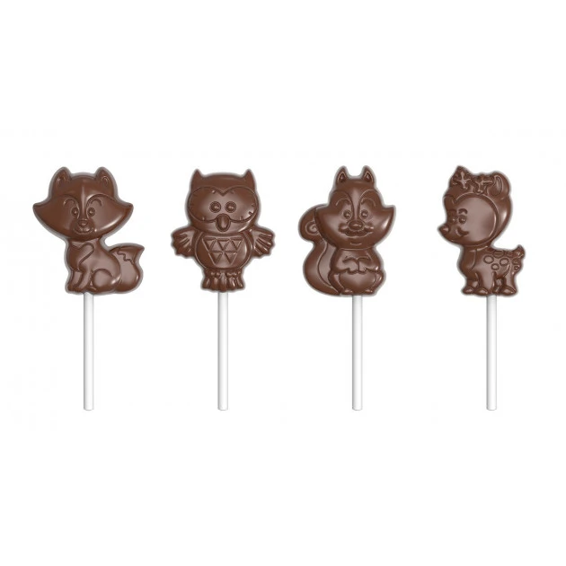 Moule Sucette Chocolat Animaux De La Forêt 65 Mm (x4) Chocolate World 3 Moule Sucette Chocolat Animaux De La Forêt 65 Mm (x4) Chocolate World